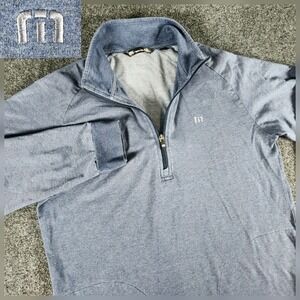 Travis Mathew Cloud Quarter Zip Pullover Men's M Blue Sweater Mock Neck Golf